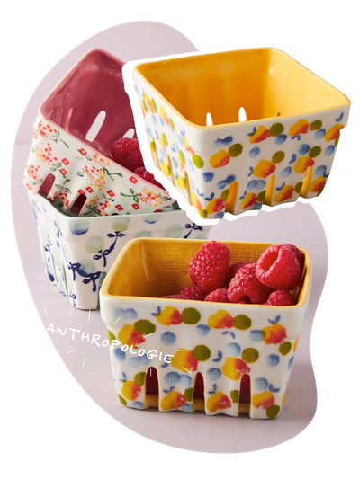 Floral Ceramic Berry Basket from Anthropologie