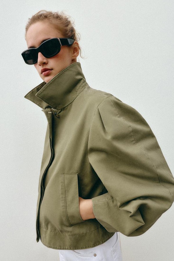 Washed-Effect Short Jacket