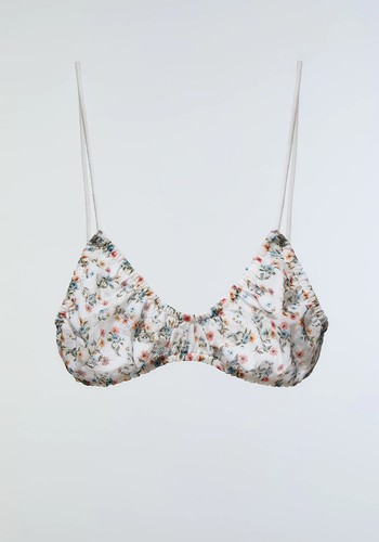 Floral Bralette With Gathered Detail 