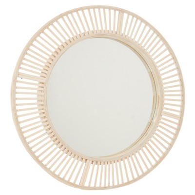 Cream Wooden Rows Wall Mirror