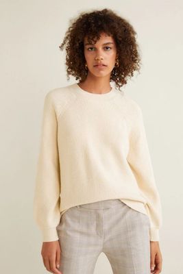 Puffed Sleeves Ribbed Jumper from Mango