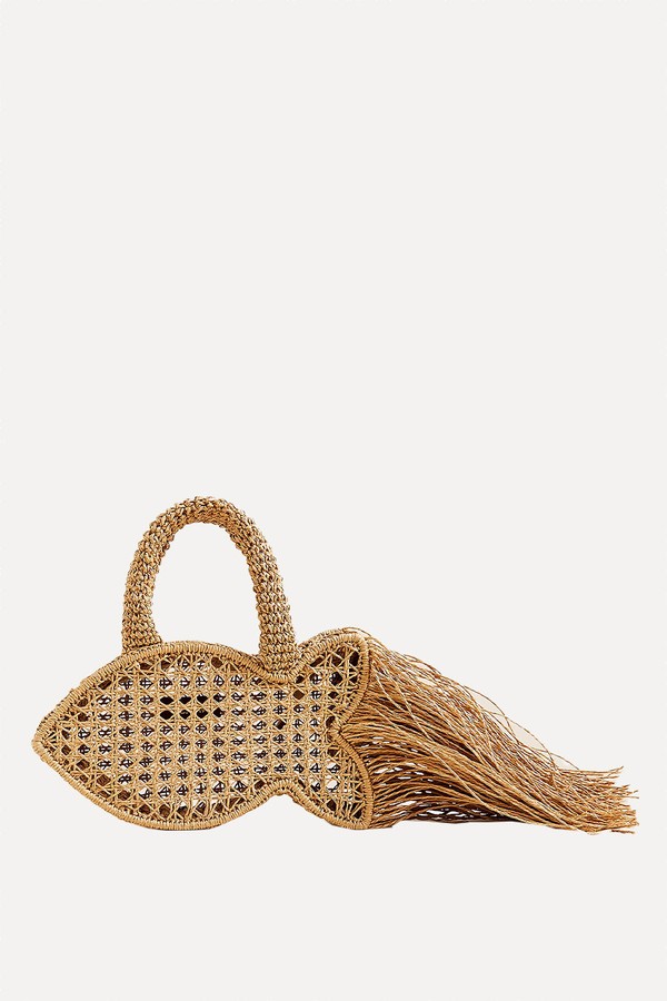 Handknotted Raffia Fish Bag With Straw Fringe from J. Crew