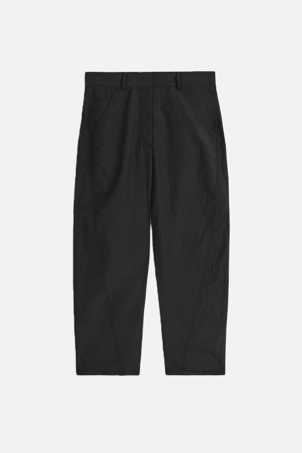 Nylon Barrel-Leg Trousers