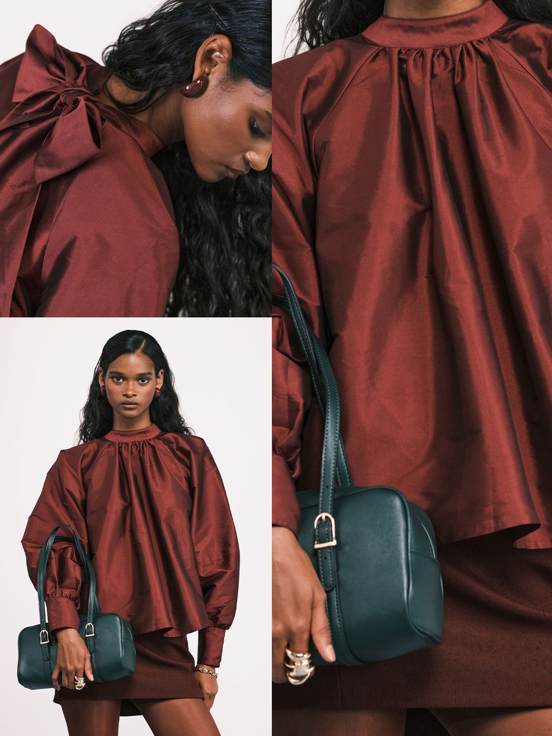 Taffeta Bow Back Volume Top from ASOS DESIGN