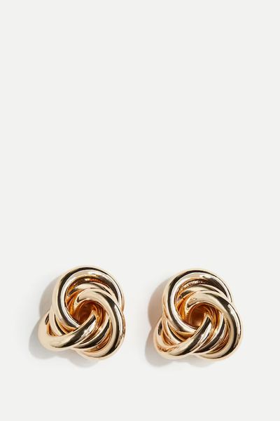 Knot-Detail Clip Earrings 