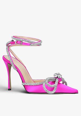 Double Bow Crystal-embellished Satin Heeled Sandals from Mach & Mach