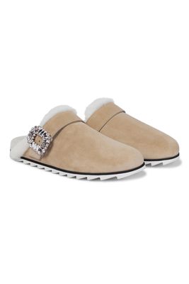 Slidy Viv Shearling And Suede Slippers from Roger Vivier