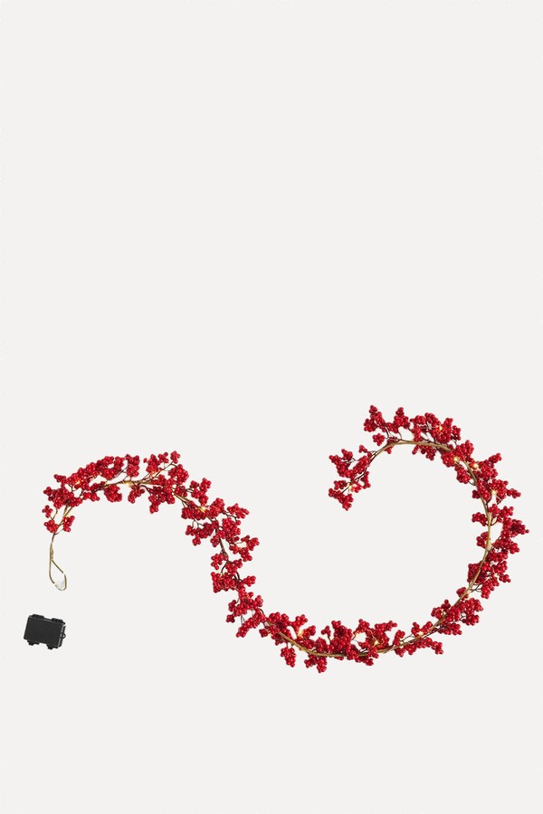 Lit Red Berry Garland from Pottery Barn