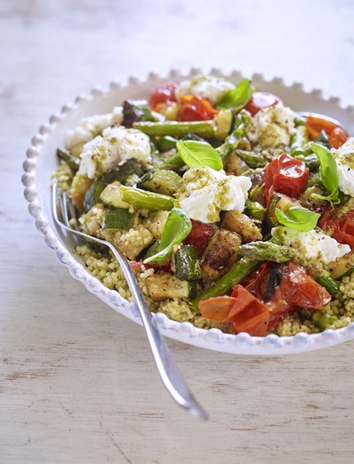 Chicken With Pesto Roasted Vegetable Couscous