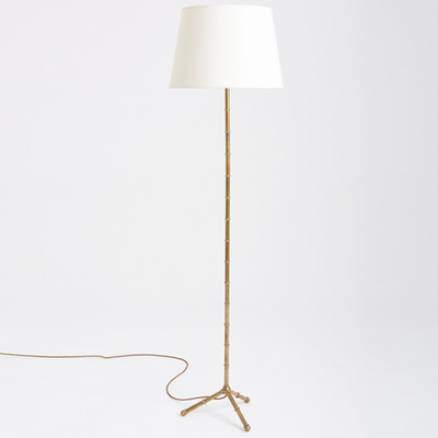 Midcentury Brass Stylized Bamboo Floor Lamp from Dorian Caffot De Fawes