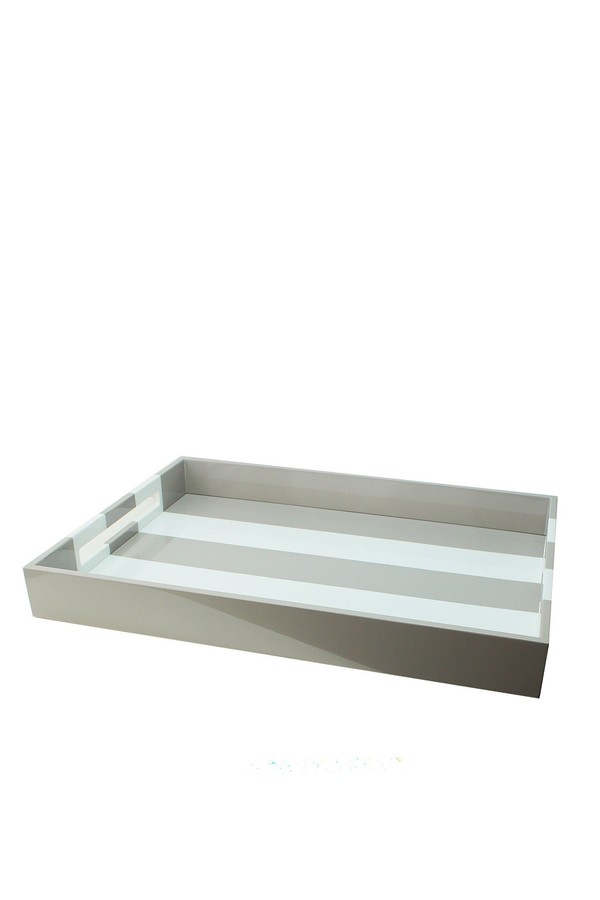 Striped Large Lacquered Ottoman Tray