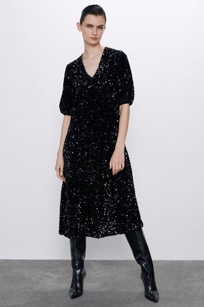 Sequinned Velvet Dress