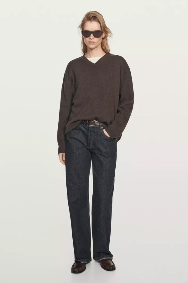 Oversize V-Neck Knit Sweater from Massimo Dutti