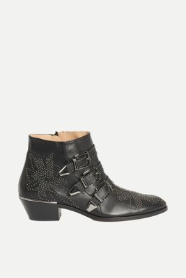 Leather Preowned Studded Susannah Ankle Boots from Chloé