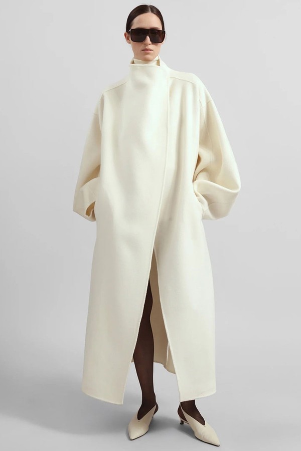 Leroy Funnel Neck Wool Coat from The Frankie Shop