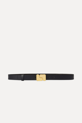 Reiss Bailey Skinny Leather Belt, Black at John Lewis & Partners