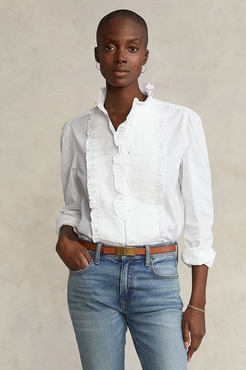 Ruffle-Trim Cotton Poplin Blouse, £125.30 (was £179)