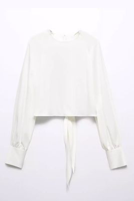 Moussy Open Back Cropped Blouse from Mango