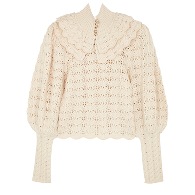 Ladybeetle Cream Crochet Knit Wool Jumper from Zimmermann