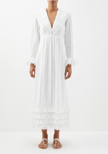 Francesca Lace And Linen-Voile Midi Dress from ALÉMAIS