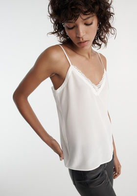 Silk Camisole With V-Neck & Lace Back from The Kooples