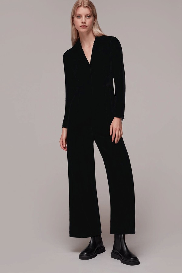 Velvet Zip Front Jumpsuit