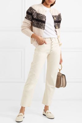 Striped Ribbed Wool-Blend Cardigan from Chloé