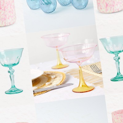 Vintage Flamingo Belle Coupe Glasses for Cocktails and Champagne