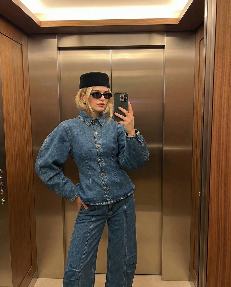 Today’s double-denim OOTD ✨

Shirt | @rotatebirgerchristensen 
Pants | @rotatebirgerchristensen 
Earrings | @eddieborgo 
Hat | @nakdfashion 
Sunglasses | @massimodutti 
Bag | @mango 
Shoes | @khaite 

This image was generated using AI tools.