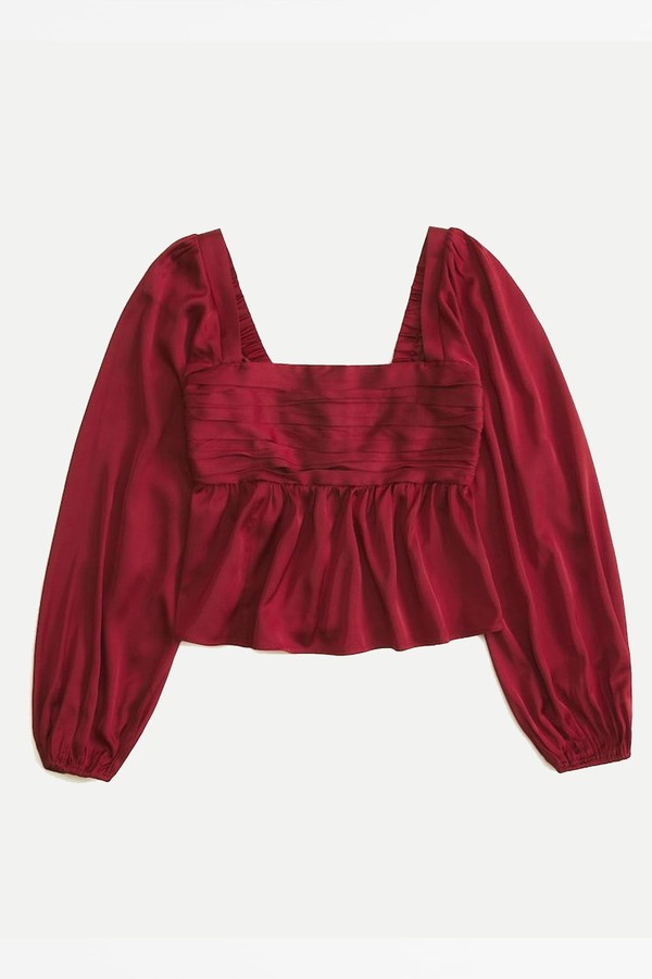 Emerson Satin Long-Sleeve Top