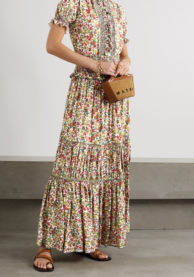 Romee Tiered Floral-Poplin Maxi Skirt from Loretta Caponi