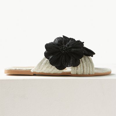 Weave Flower Mule Sandals