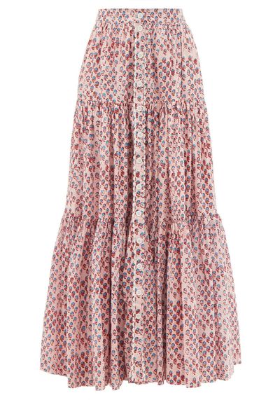 Tiered Flower Block-Print Maxi Skirt from Wiggy Kit