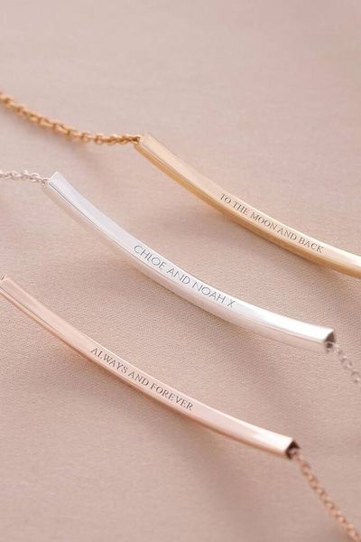 Hidden Message Curved Skinny Bar Personalised Bracelet