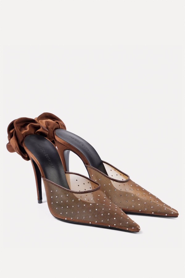 Floral-Appliqué Embellished Mesh Mules from Magda Butrym