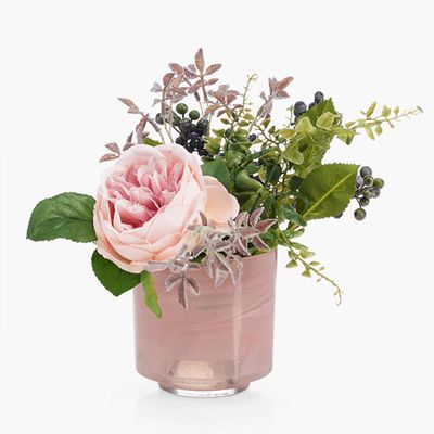 Peony Autumnal Rose & Berry Artificial Flowers in Vase from John Lewis