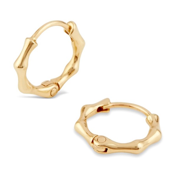 Bamboo 10 Karat Gold Micro Hoop Earrings from Dinny Hall