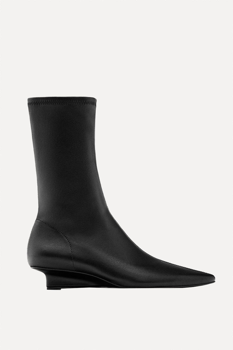 Stretch Leather Wedge Ankle Boots from Massimo Dutti