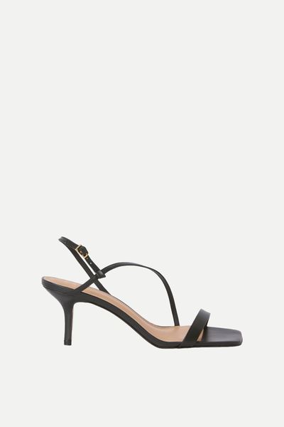 Asymmetric Strappy Mid Heel Sandals from Mindie Leather 