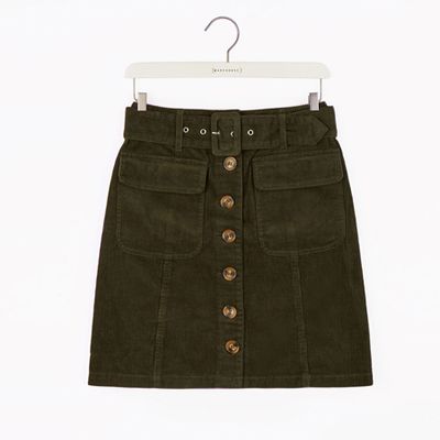 Belted Cord Mini Skirt