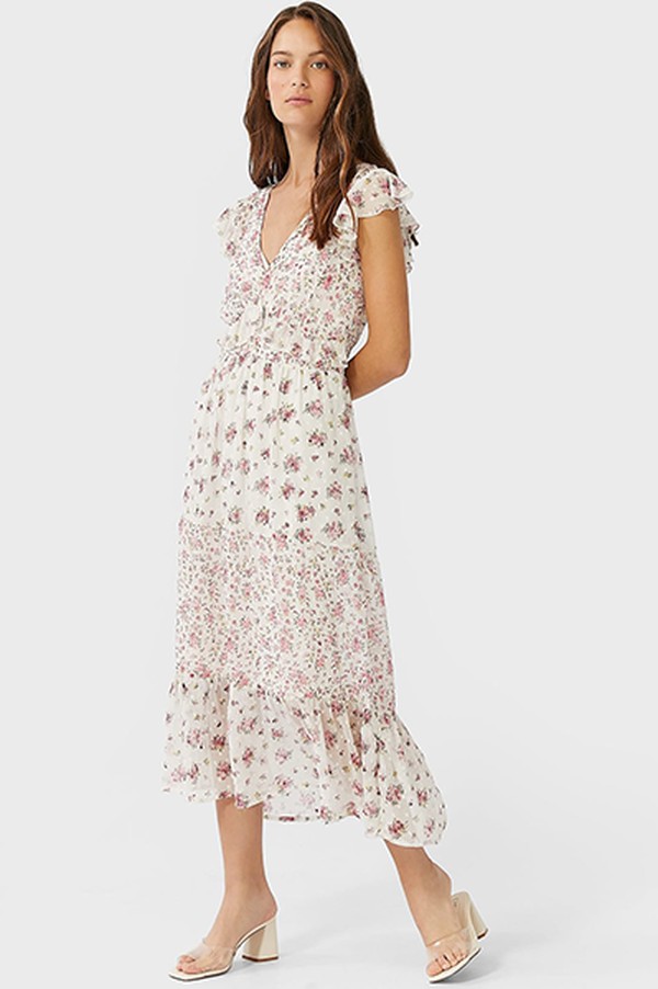 Printed Dotted Mesh Midi Dress from Stradivarius