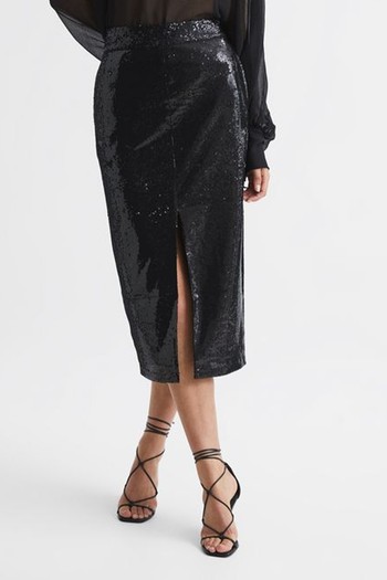 Dakota Pencil Sequin Skirt from Reiss