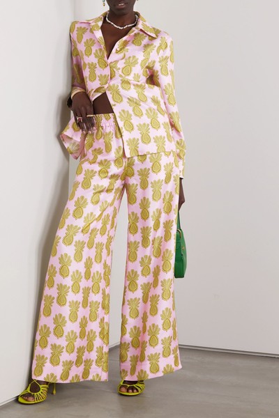 Printed Silk-Twill Wide-Leg Pants from La DoubleJ