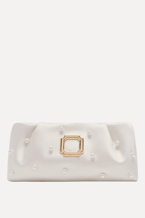 Vittoria White Satin Clutch Bag