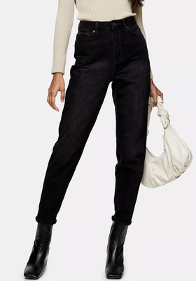 Washed Black Mom Tapered Jeans