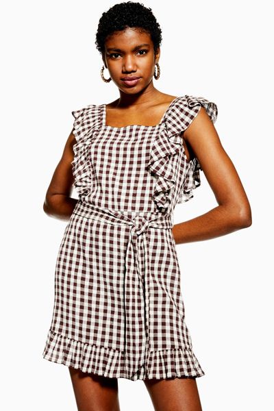 Gingham Ruffle Mini Dress