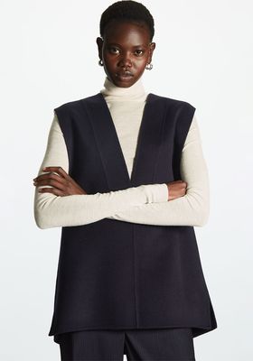 Oversized V Neck Wool Vest