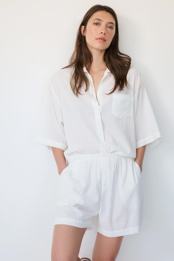 Organic Cotton Seersucker Oversized Shortie Pyjama Set from THE WHITE COMPANY