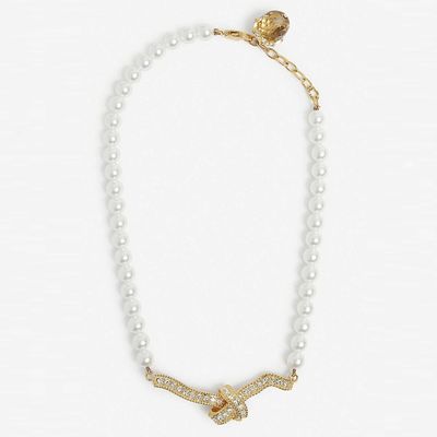 Gold-Toned Brass, Glass Crystal & Faux Pearl Necklace from Erdem