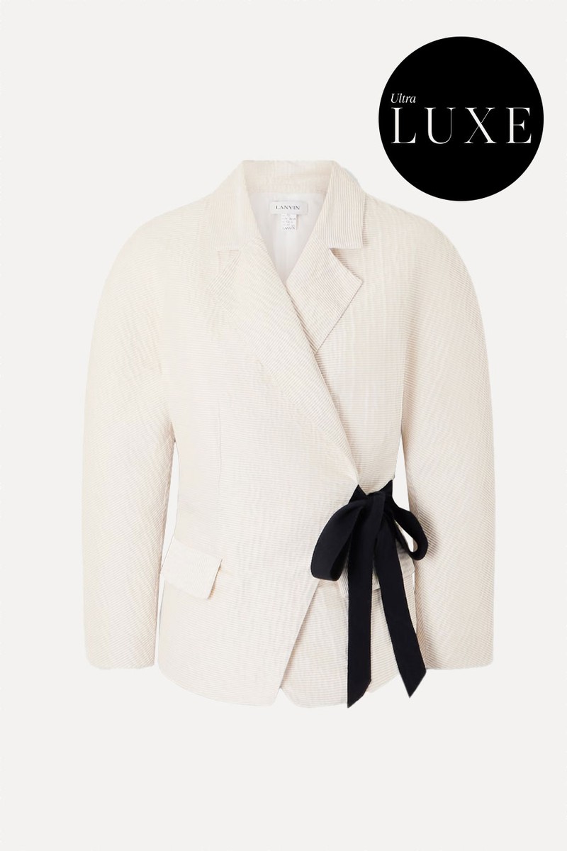 Belted Textured-Satin Jacket from LANVIN 